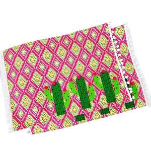 Set of 2 Pink & Green Cactus Placemats